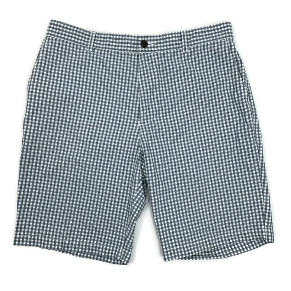 Dockers Blue and White Gingham Men’s Flat Front Shorts Size 36